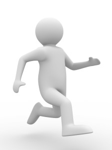 running person on white background. Isolated 3D image